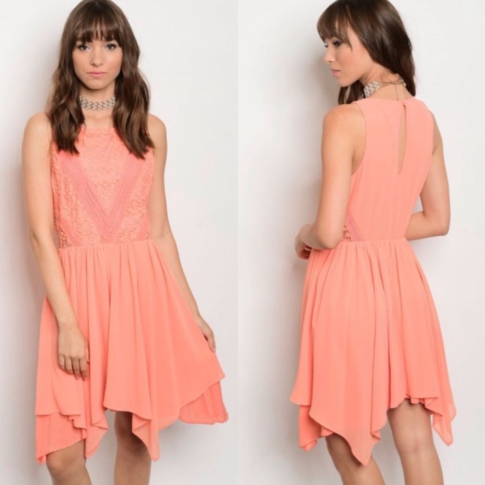 NWT Sleeveless Coral Lace Dress